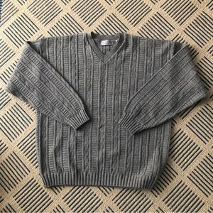 Vintage Charcoal V-Neck Men's Sweater
